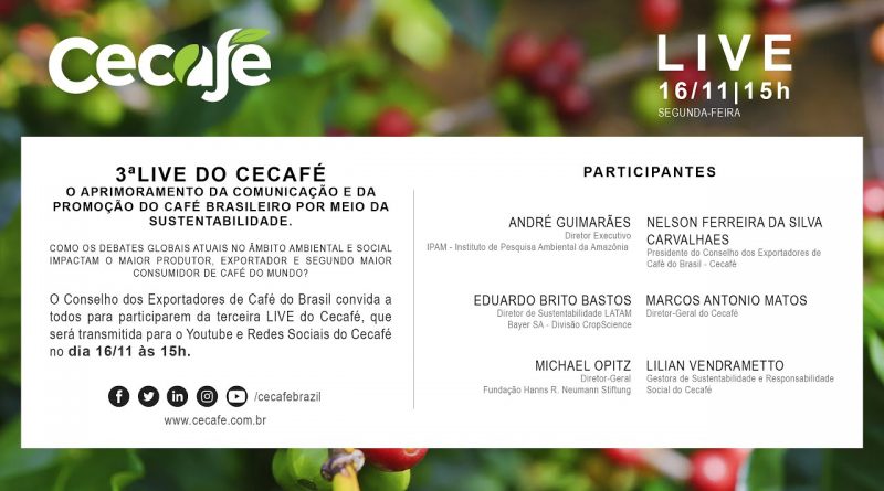 Cecafé promove live sobre comunicação e promoção do café brasileiro por meio da sustentabilidade