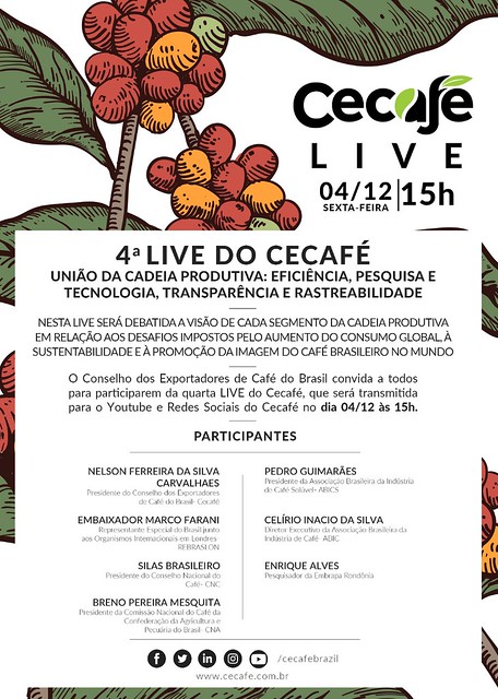 Cecafé promove live sobre a união da cadeia produtiva do café