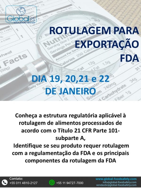 Curso Global FS Rotulagem para exportação FDA